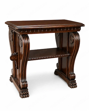 Masuta de cafea Vintage Stil Baroc Revival; Masuta din lemn cu blat 61x50 cm