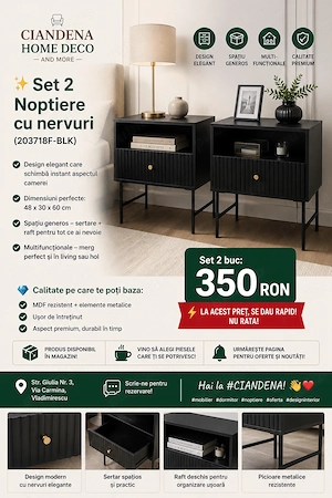 Set doua noptiere negre asamblate
