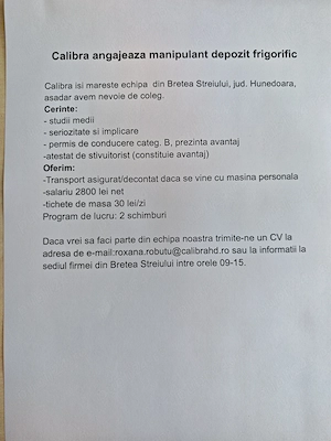 Calibra angajeaza muncitori necalificati, manipulant, electrician - imagine 2
