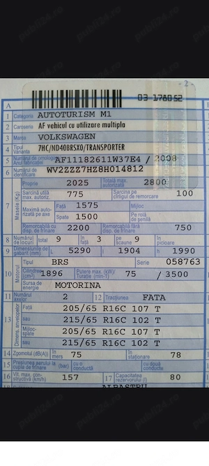 W T 5 Transporter 1,9 TDI*E4 Autoturism 8+1*Long* Înmatriculat  - imagine 4