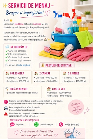 Servicii de menaj in Brașov și imprejurimi