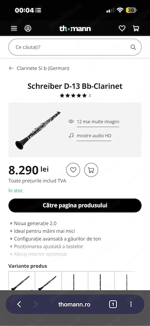Clarinet Schreiber D-13 nou  - imagine 2