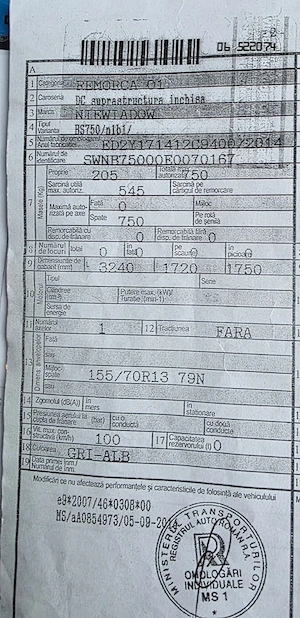 Remorca zincata auto 750 Kg- basculabila - 2 sectoare & capac din fibra - imagine 10