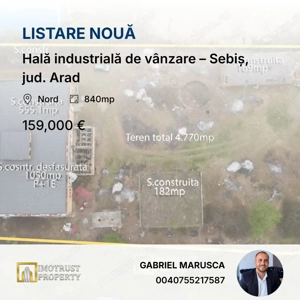 Hală industrială de vânzare – Sebiș, jud. Arad