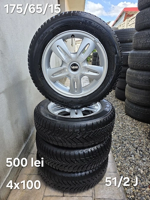 Set 4 jante aliaj 4x100 echipate cu anvelope MS 175/65/15 MINI 