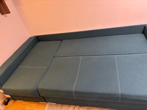 Coltar living extensibil pe dreapta, cu lada, turcoaz