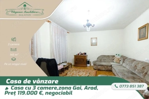 Casă cu 3 camere și teren de 572 m2, zona Gai, Arad