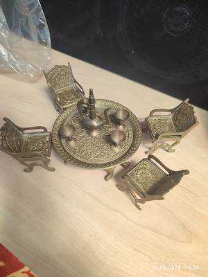 Set 10 piese masa vintage miniaturala din alama