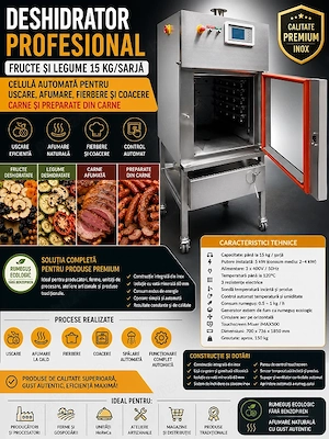  Deshidrator fructe și legume   Celula de uscare,afumare,fierbere si coacere carne si preparate  - imagine 2