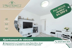 Apartament cu 3 camere, zona Piata Mica, Arad