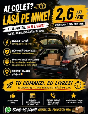 Curier Personal în Arad, județul Arad și în țară - seriozitate, discreție și rapiditate
