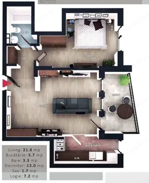 Apartament 2 camere, balcon, intermediar CF, parcare subterana, boxa, Zona Vivo 