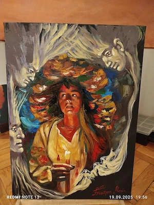 Sînzîenele, pictură ulei pe pânză dimensiuni 70 50cm