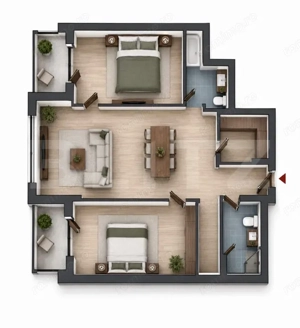 Apartament 3 camere, 2 bai, 2 balcone, CF, parcare, boxa, Zona Vivo 