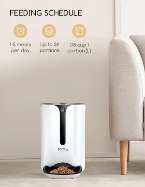 Hrănitor Automat pentru Pisici cu Timer, Control al Porțiilor și Înregistrare Vocală   Alb - imagine 3