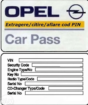 Extragere cod pin Opel, citire cod securitate Opel, Car pass Opel 
