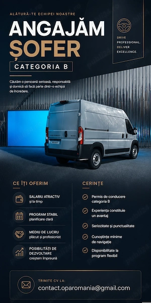 Angajam șofer categoria B transport marfa intern