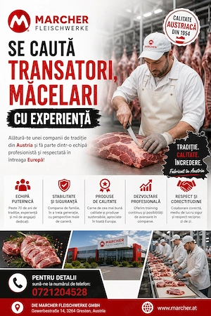 Angajam muncitori cu experiență in abator Austria