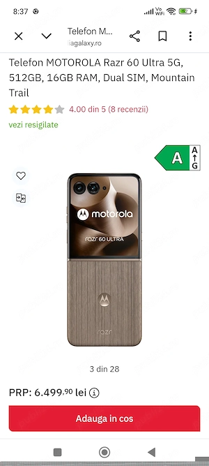 Telefon mobil Motorola flip razr 60 ultra mountain trail nou 