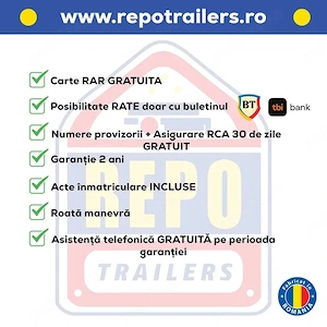 Remorca 750 kg, Auto, Platforma, Moto ATV, Apicola, garantie,carte RAR - imagine 2
