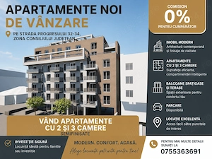 Vând apartamente cu 2si 3 camere, semifinisate, in zona Consiliului Județean, Cluj-Napoca