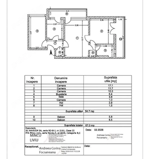 Apartament 3 camere Micro 16 | 67 mp | Etaj 3 | 2 Balcoane | Renovabil