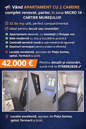 Apartament cu 2 camere, la parter | Complet renovat - Micro 14 - imagine 15