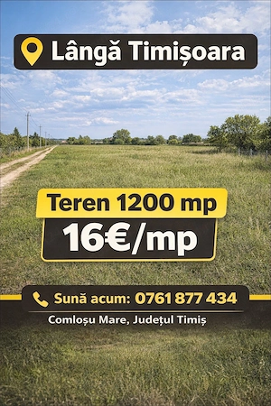 Teren de vanzare - 1200 mp, front 30 ML