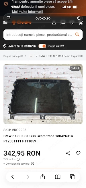 Trapa bmw g30 originala ( sticla sparta) - imagine 2