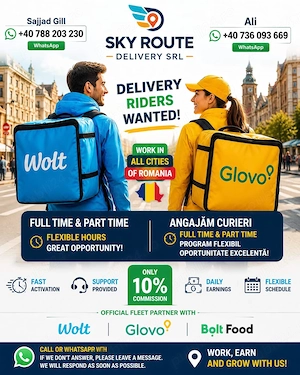 We are hiring Delivery Couriers - Wolt, Bolt Food or Glovo - Weekly Payment | Flexible Schedule