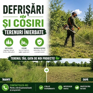Defrisari si cosiri terenuri înierbate 
