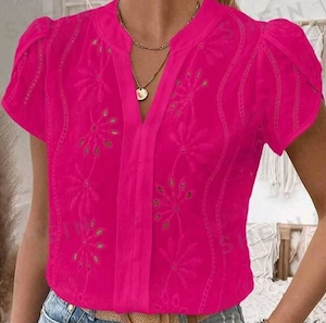 Cămașă Bluză cu mânecă scurtă, elegantă, 100% bumbac, nouă
