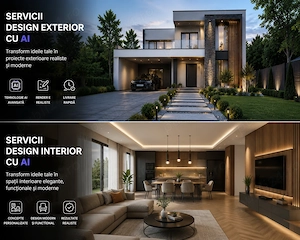 Ofer servicii de design interior exterior cu AI