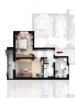 Apartament 2 camere, decomandat in zona Calea Urseni - Giroc în suprafata utila de 54 mp si balcon - imagine 9