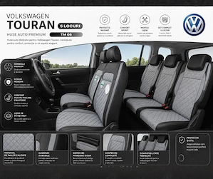 huse auto vw touran 5 locuri tip alcantara + piele ecologica