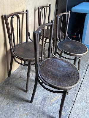 4 buc Scaun Vintage stil Thonet cu sezut rotund; Scaun din lemn masiv - imagine 2