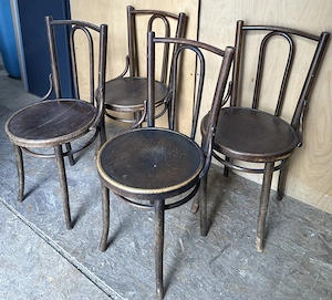 4 buc Scaun Vintage stil Thonet cu sezut rotund; Scaun din lemn masiv - imagine 3