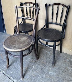 3 buc Scaun din Lemn Masiv Stil Thonet; Scaun cu sezut rotund - imagine 2