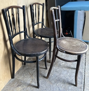 3 buc Scaun din Lemn Masiv Stil Thonet; Scaun cu sezut rotund - imagine 3