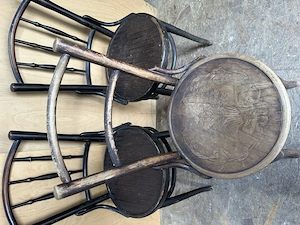 3 buc Scaun din Lemn Masiv Stil Thonet; Scaun cu sezut rotund - imagine 5