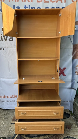 2 buc Biblioteca cu rafturi; Dulap cu sertare; Vitrina