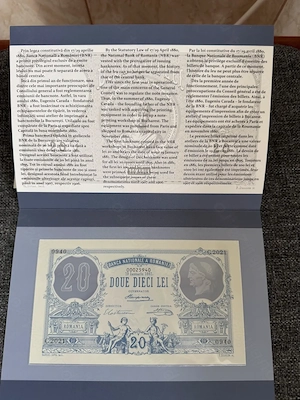 Bancnota Aniversară 20 Lei 2021 Eugeniu Carada Pliant Original BNR