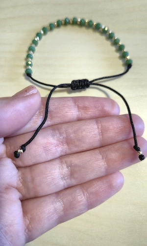 Bratara verde cu bile de aur 14 K - imagine 2
