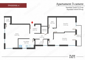 Apartament 3 cam., 2 bai, 2 balc., bloc nou, finisat la cheie, centrala termica - imagine 13