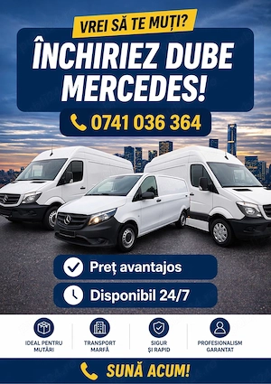 Inchirieri dube Cluj Fără Șofer   Sprinter, Vito, Transport Marfă