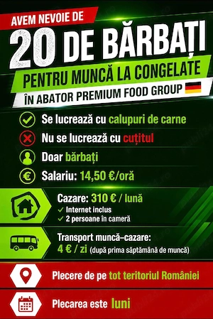 loc de muncă in Germania la abator