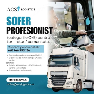 Șoferi profesionisti (categoriile C+E) pentru tur - retur