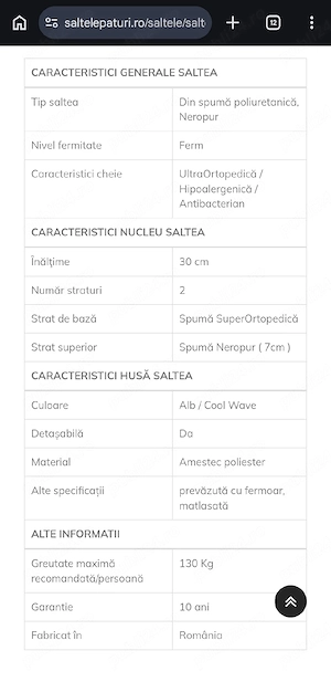 Saltea top line lombar 30 Timflex
