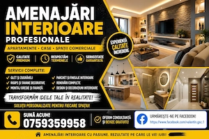 Amenajari interioare profesionale pentru apartamente, case si spatii comerciale