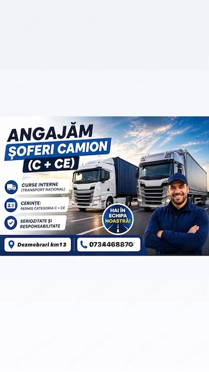 Angajez Soferi categoria C+CE cu experienta